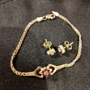 Vintage Ruby & Diamond Bracelet and earrings